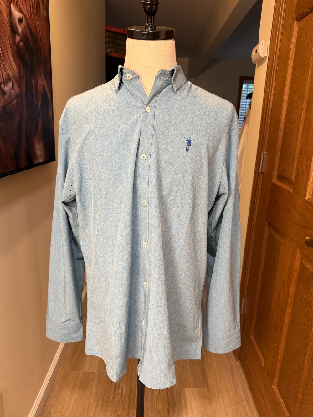 William Murray Golf Men’s Large Blue Performance Button Down Shirt NWOT